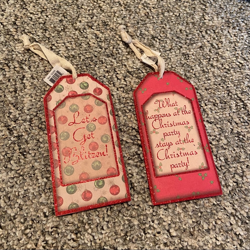 Large wooden wine bottle gift tags Christmas